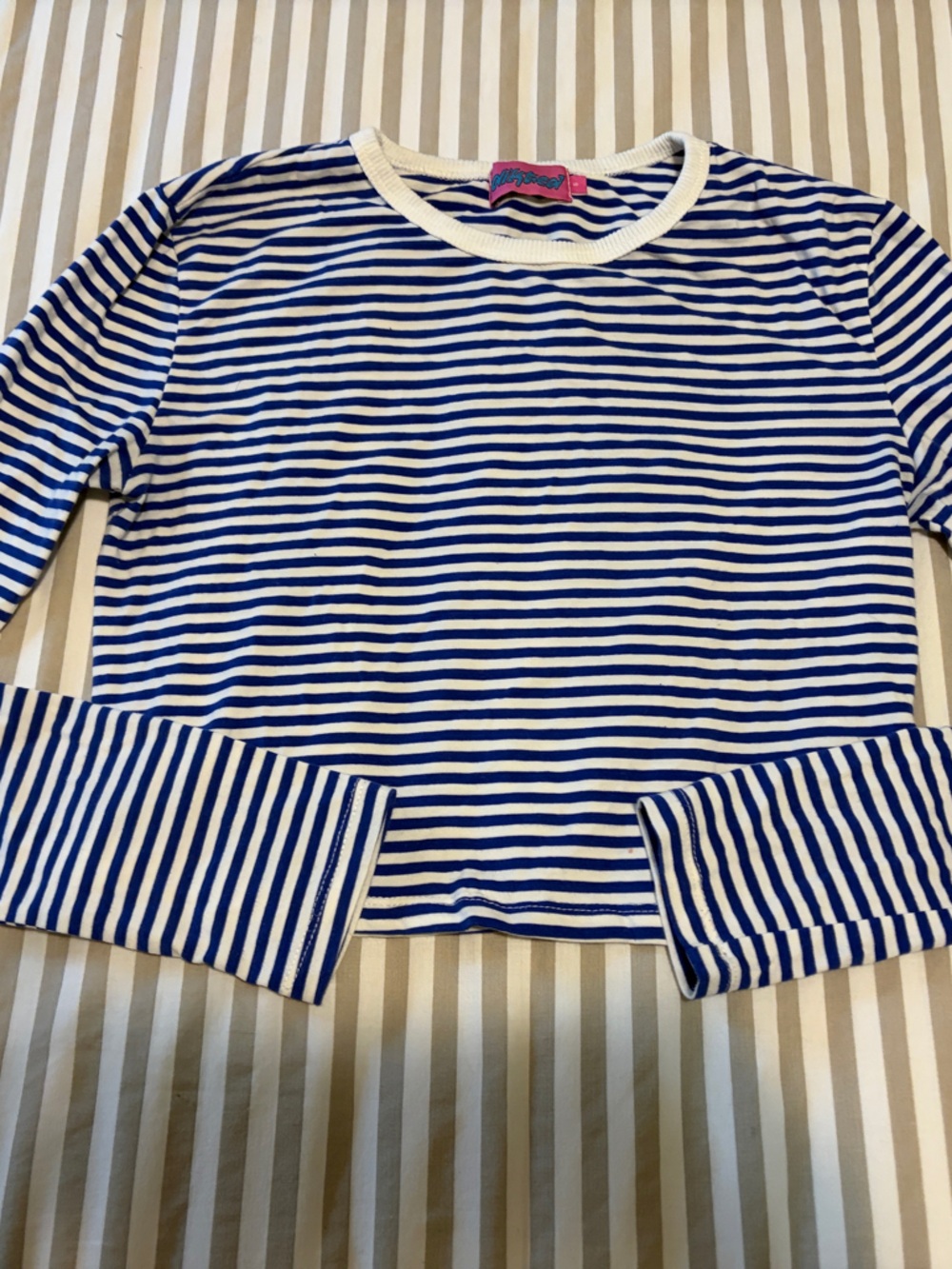 Edikted Blue & White Striped Long-Sleeve Tee